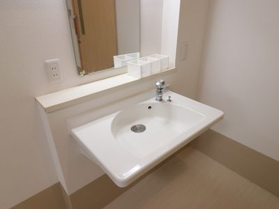 清潔な洗面台のアップ