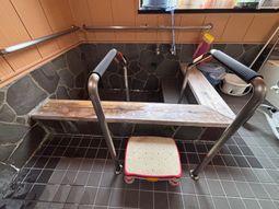 手すり付きの安全な浴室