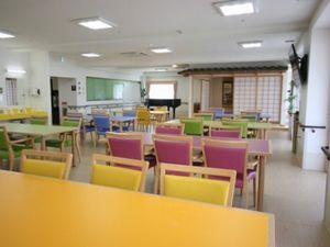 多彩な椅子の食堂