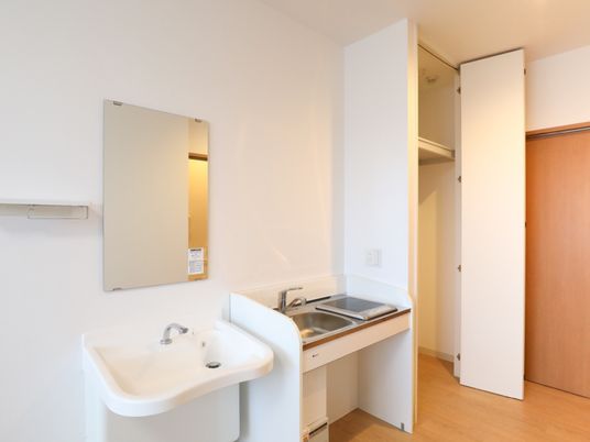 清潔な洗面台とキッチン