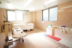 浴槽とリフトの清潔な浴室