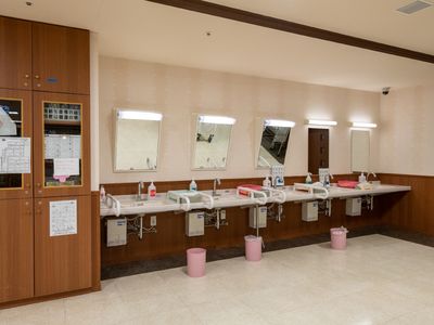 清潔な洗面台並ぶ空間