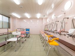 清潔な浴室のシャワーチェア