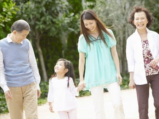 中庭での憩いのひととき