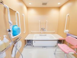 清潔な洗面台とシャワー機能