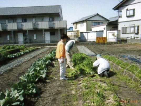 スタッフと利用者の園芸活動