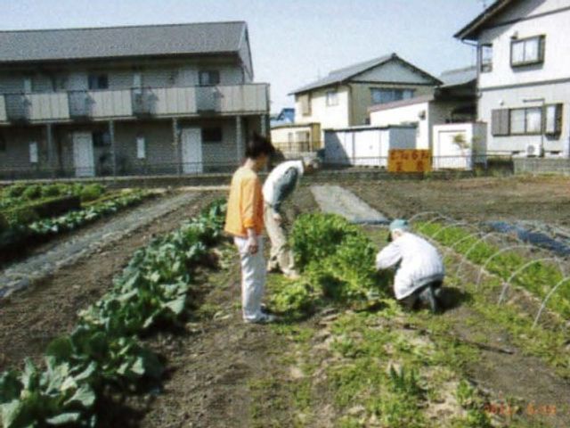 スタッフと利用者の園芸活動