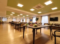 緑の壁のダイニングルーム