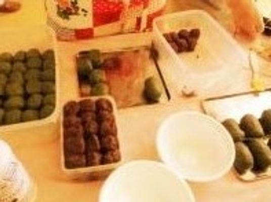 手作り和菓子のテーブル