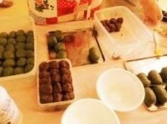 手作り和菓子のテーブル