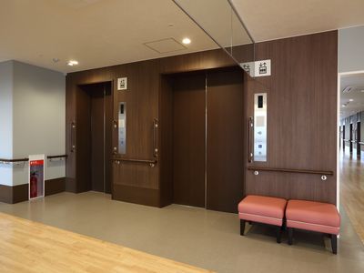  清潔な廊下とエレベーター  