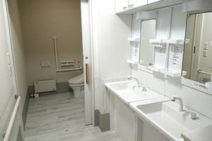 手すり付きの洗面台