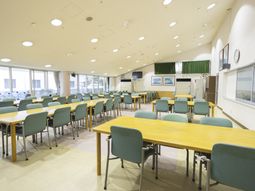 自然光たっぷりの食堂