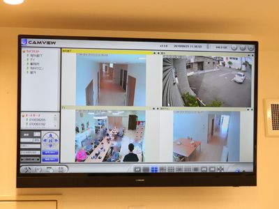 監視モニター複数の映像