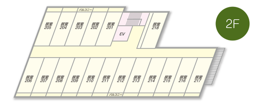 居室が並ぶ2Fの間取り