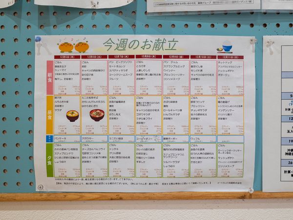 献立表掲示の壁面