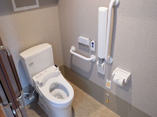 手すり付きの安全設計トイレ  