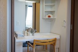 清潔な洗面台のある洋室