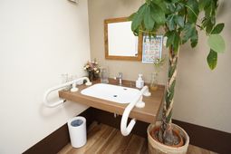 洗面台と緑の植物