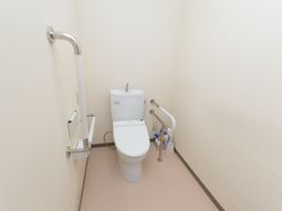 手すり付きのトイレの内観