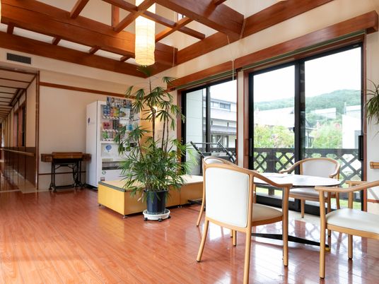 木の温もりが心地よい休憩室