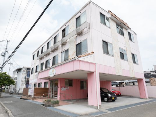 ピンクの建物の外観