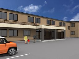 施設の外観と訪問者