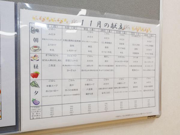 献立表掲示物