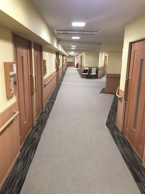 ゆったりとした清潔な廊下