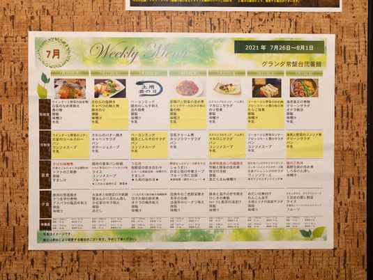 週間メニューの掲示物