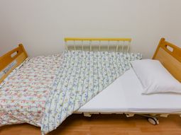 清潔なベッドのある居室