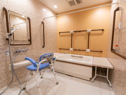 バリアフリーの洗面台と浴槽