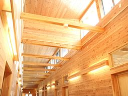 暖かみのある木製廊下