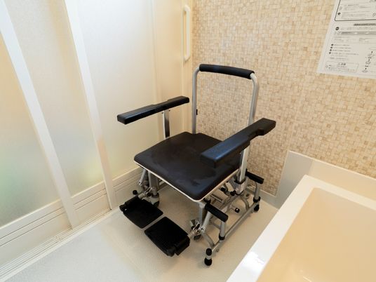 清潔な浴室のシャワーチェア