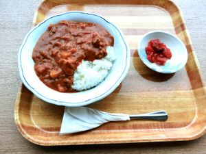 ご飯とカレーの食事  