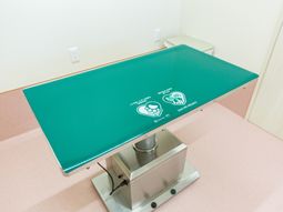 緑色のテーブルと安全マーク