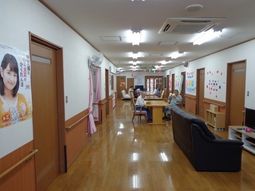 明るい廊下と居住者