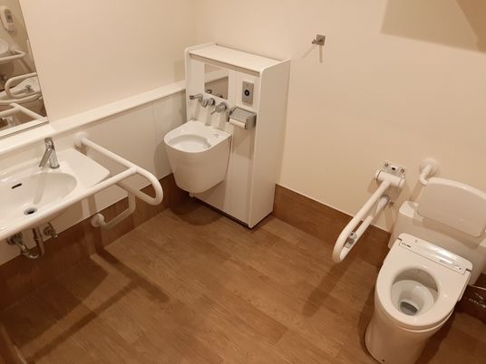 手すり完備の綺麗なトイレ