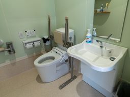 手すり付きトイレと洗面台