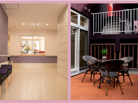 明るい廊下と中庭  