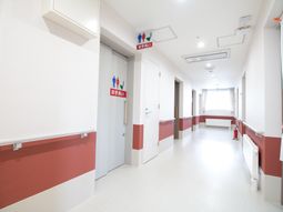 清潔な廊下とトイレの表示