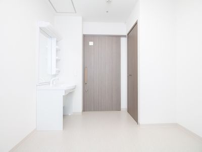 シンプルな洗面台と扉