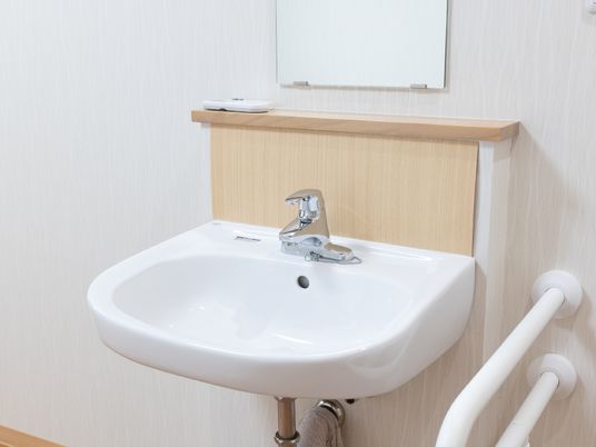 清潔な洗面台と手すり
