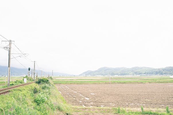 田園風景と鉄道線路