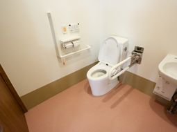 手すり完備のトイレ