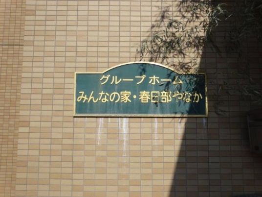 緑色の看板と影