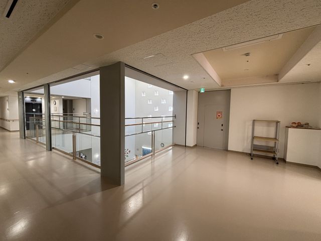 静かな廊下と扉 廊下 ゆったりとした廊下は、リラックスした雰囲気をつくり出しています。近くに扉があります。