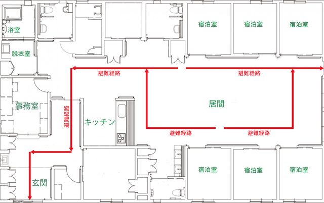 広い通路と設備の廊下