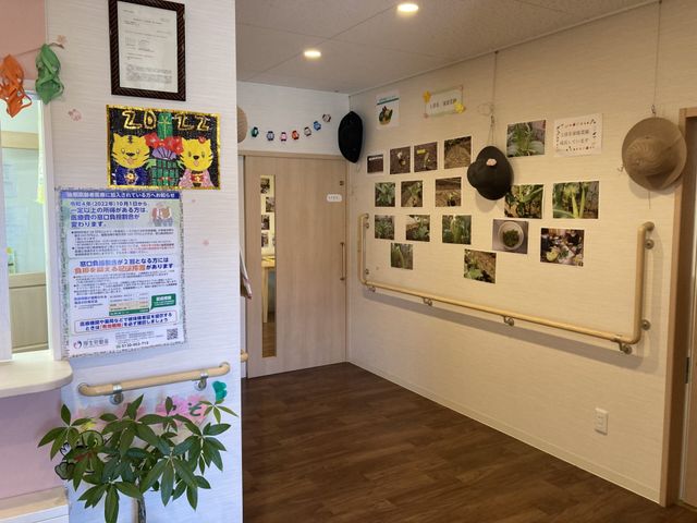 ポスターが掲示された廊下 廊下 廊下には季節感のある素敵な装飾が施され、温かみのある雰囲気です。掲示物も充実しており情報が得やすい環境になっています。