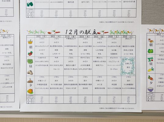 献立表掲示